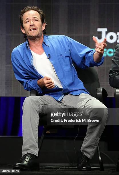 Executive producer/actor Luke Perry speaks onstage during the 'Welcome Home' panel discussion at the UP Entertainment portion of the 2015 Summer TCA...