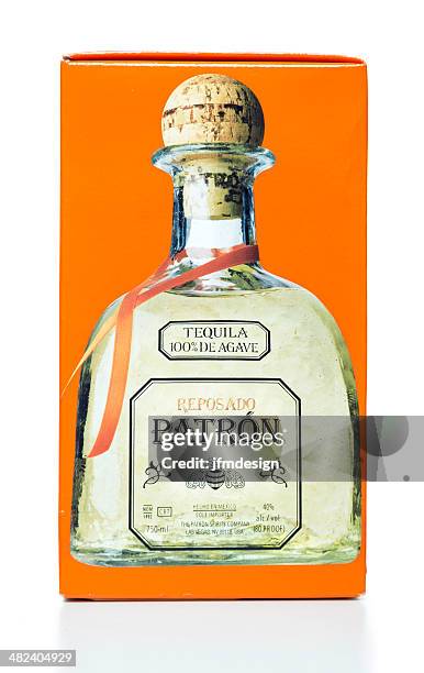 reposado patron tequila bottle box - lechuguilla cactus stock pictures, royalty-free photos & images