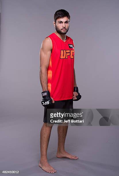 Glaico Franca poses for a portrait during media day for season four of The Ultimate Fighter Brazil on February 4, 2015 in Las Vegas, Nevada.