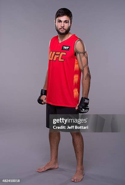 Glaico Franca poses for a portrait during media day for season four of The Ultimate Fighter Brazil on February 4, 2015 in Las Vegas, Nevada.