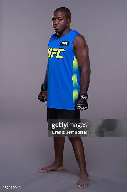 Fernando Acougueiro poses for a portrait during media day for season four of The Ultimate Fighter Brazil on February 4, 2015 in Las Vegas, Nevada.