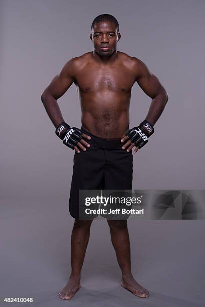 Fernando Acougueiro poses for a portrait during media day for season four of The Ultimate Fighter Brazil on February 4, 2015 in Las Vegas, Nevada.