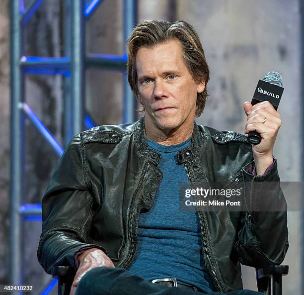 Actor Kevin Bacon discusses his new movie "Cop Car" at AOL Studios In New York on July 30, 2015 in New York City.