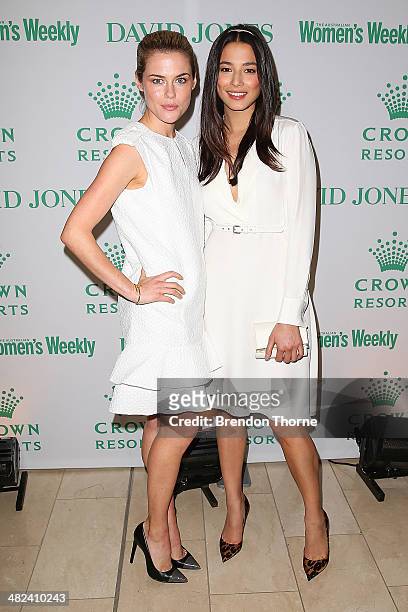Rachael Taylor and Jessica Gomes arrive at the David Jones and Crown Resorts Autumn Racing Ladies Lunch at David Jones on April 4, 2014 in Sydney,...