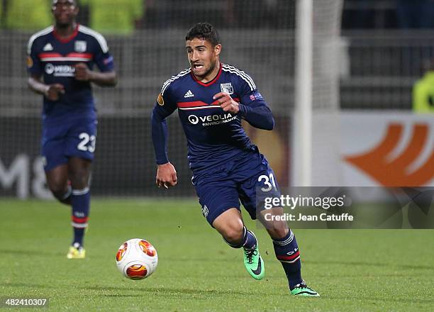 Nabil Fekir of Lyon in action during the UEFA Europa League quarter final match between Olympique Lyonnais OL and Juventus Turin at Stade de Gerland...