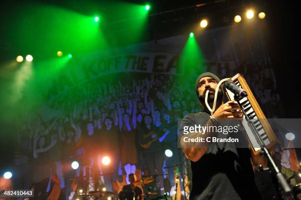 Mike Taylor of Walk Off The Earth performs on stage at Shepherds Bush Empire on April 3, 2014 in London, United Kingdom.
