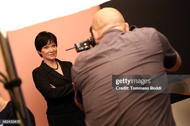 Host Candice DeLong of Investgation Discovery's 'A New Season of ID' attends the Getty Images Portrait Studio powered by Samsung Galaxy at 2015...