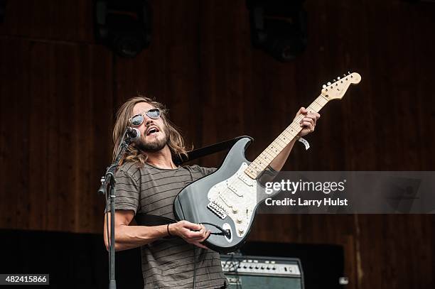 Trevor Terndrip is performing with "Moon Taxi". They are performing at the Ride festival in Telluride, Colorado on July 12, 2015.