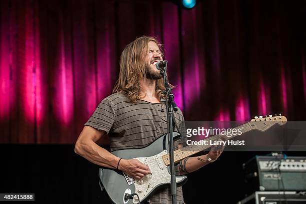 Trevor Terndrip is performing with "Moon Taxi". They are performing at the Ride festival in Telluride, Colorado on July 12, 2015.