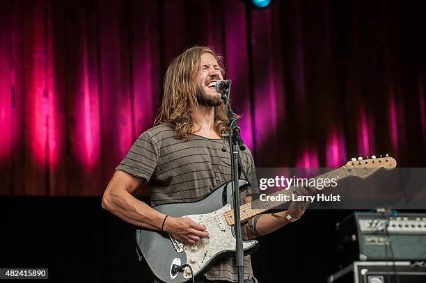 Trevor Terndrip is performing with "Moon Taxi". They are performing at the Ride festival in Telluride, Colorado on July 12, 2015.