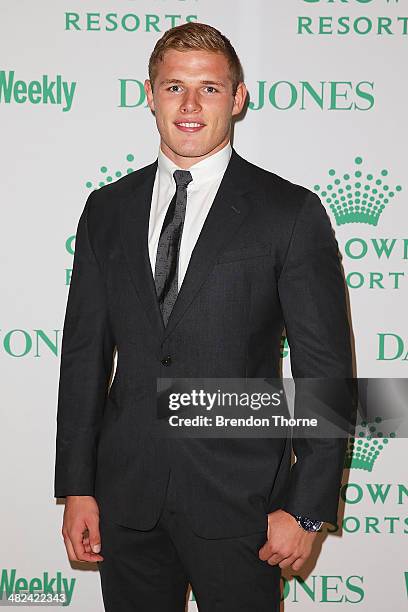 Tom Burgess arrives at the David Jones and Crown Resorts Autumn Racing Ladies Lunch at David Jones on April 4, 2014 in Sydney, Australia.