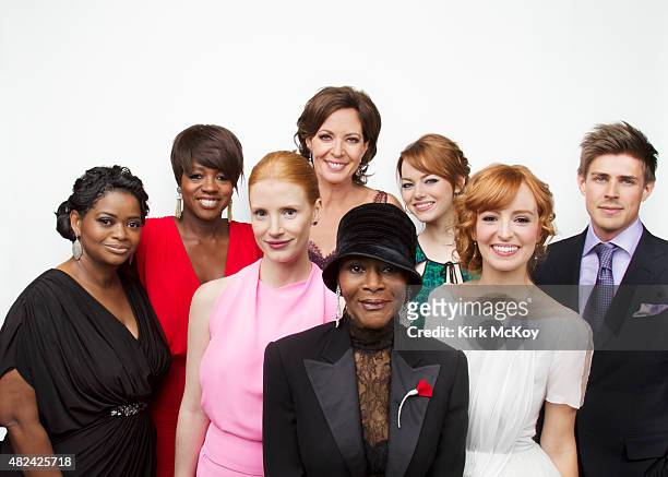 Octavia Spencer, Viola Davis, Jessica Chastain, Allison Janney, Cecily Tyson, Emma Stone, Ahna O'Reilly, and Chris Lowell are photographed for Los...