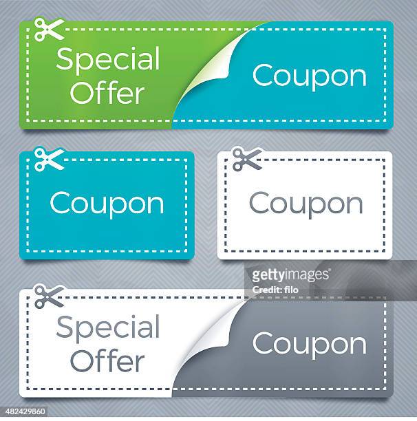 stockillustraties, clipart, cartoons en iconen met coupons and special offer savings - waardebon