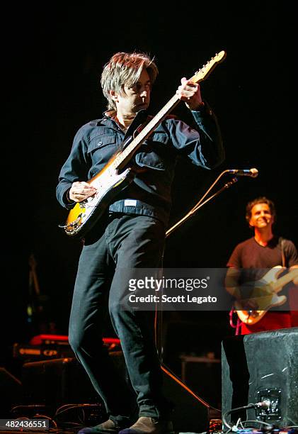Eric Johnson and Dweezil Zappa performs during the Experience Hendrix 2014 Tour at The Fox Theatre on April 3, 2014 in Detroit, Michigan.