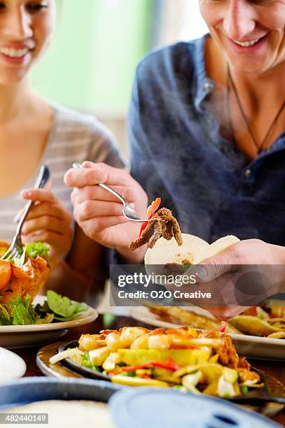 fajita dinner - tortilla dish stock pictures, royalty-free photos & images
