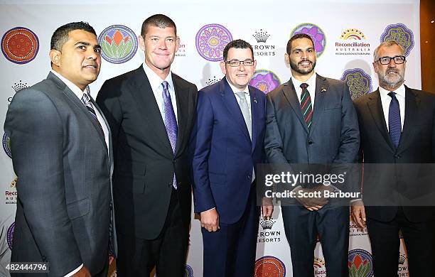 Justin Mohamed, Chief Executive Officer Reconciliation Australia; James Packer, Crown Resorts Chairman; Daniel Andrews MP, Premier of Victoria; Greg...