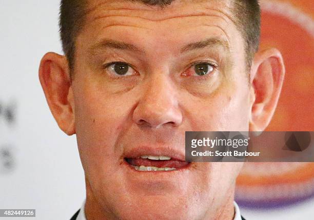 James Packer, Crown Resorts Chairman speaks as he launches Crown Resorts' second Reconciliation Action Plan on July 31, 2015 in Melbourne, Australia....