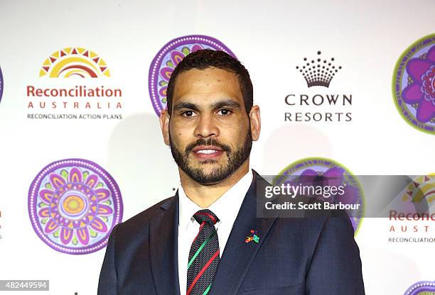 Greg Inglis, South Sydney Rabbitohs NRL captain poses during the launch of Crown Resorts' second Reconciliation Action Plan on July 31, 2015 in...