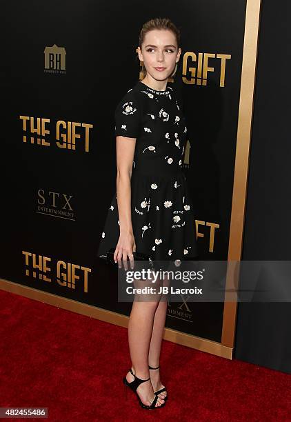 Kiernan Shipka attends the STX Entertainment's "The Gift" Los Angeles premiere at Regal Cinemas L.A. Live on July 30, 2015 in Los Angeles, California.