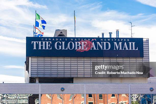 Exterior of the Globe and Mail newspaper building located at Front Street West. The Globe and Mail is a nationally distributed Canadian...