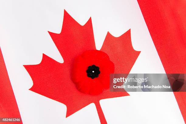 Canadian flag and a red poppy. The red poppy is the Canadian sign of remembering our veterans. Worn on the left side close to the heart, the poppy...