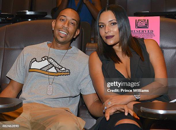 Chris "Ludacris" Birdges, Eudoxie Agnan- Bridges attend "Fantastic Four" red carpet screening at Cinebistro on July 30, 2015 in Atlanta, Georgia.