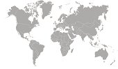 world map outline in gray color