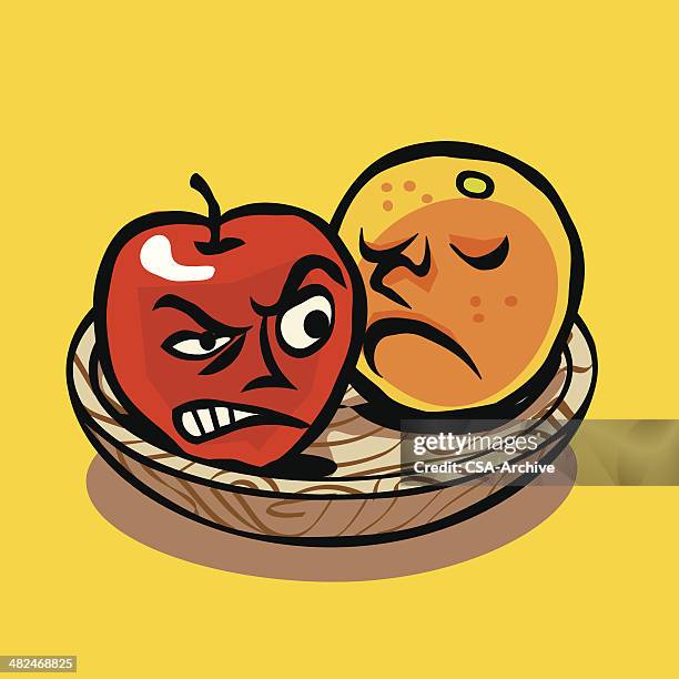 apple and orange - compare apples stock illustrations
