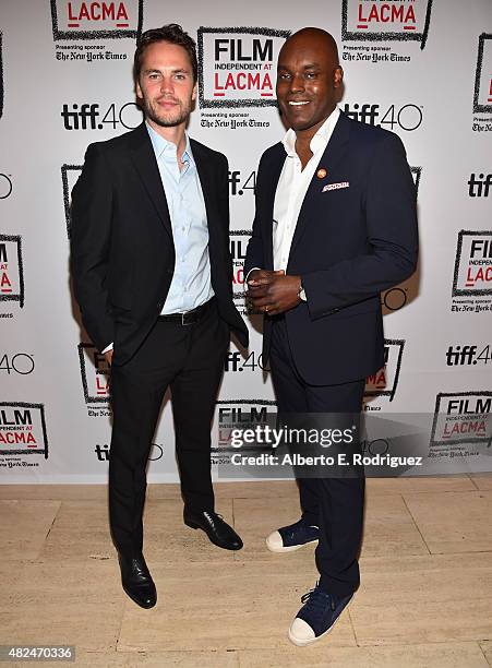 Actor Taylor Kitsch and TIFF Artistic Director Cameron Bailey attend Film Independent at LACMA presents CAN/LA opening night at Bing Theatre At LACMA...