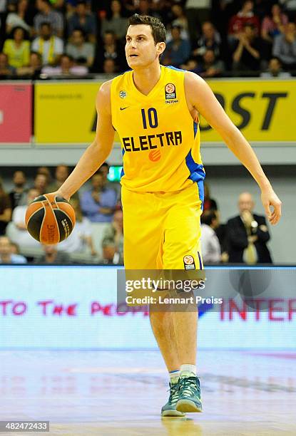 Guy Pnini of Tel Aviv in action during the Turkish Airlines Euroleague Top 16 Round 13 Group F basketball match between FC Bayern Muenchen and...