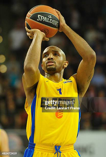 Ricky Hickman of Tel Aviv in action during the Turkish Airlines Euroleague Top 16 Round 13 Group F basketball match between FC Bayern Muenchen and...