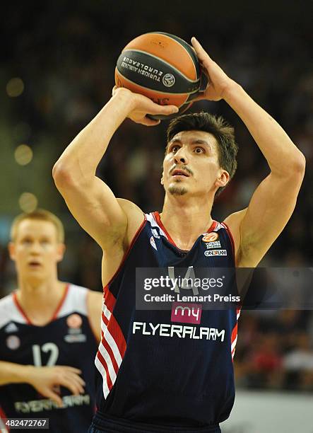 Nihad Djedovic of Munich in action during the Turkish Airlines Euroleague Top 16 Round 13 Group F basketball match between FC Bayern Muenchen and...