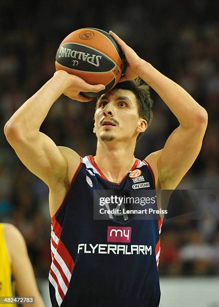 Nihad Djedovic of Munich in action during the Turkish Airlines Euroleague Top 16 Round 13 Group F basketball match between FC Bayern Muenchen and...