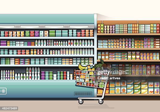 shopping concept - yogurt container stock illustrations