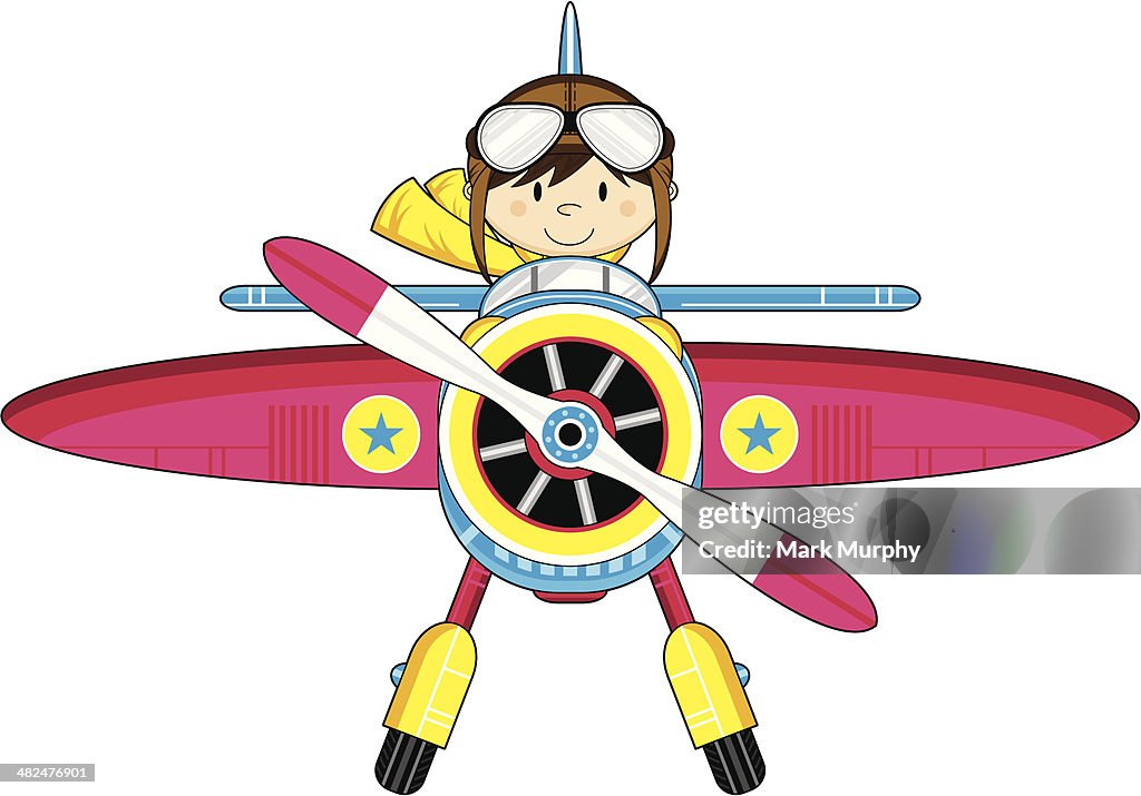 Cartoon Pilot In Plane High-Res Vector Graphic - Getty Images