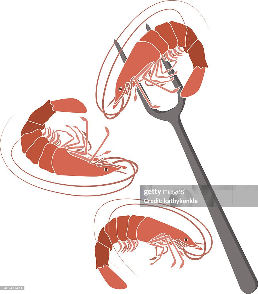 Shrimp on a barbecue fork