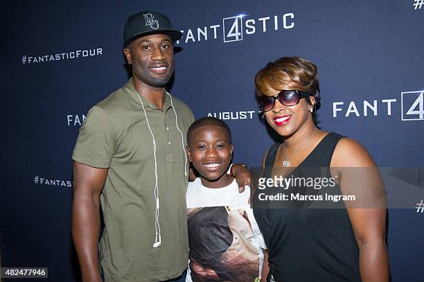 Parker, Quinnes Parker Jr., and Sharlinda Parker attend "Fantastic Four" Atlanta VIP Screening at Cinebistro on July 30, 2015 in Atlanta, Georgia.