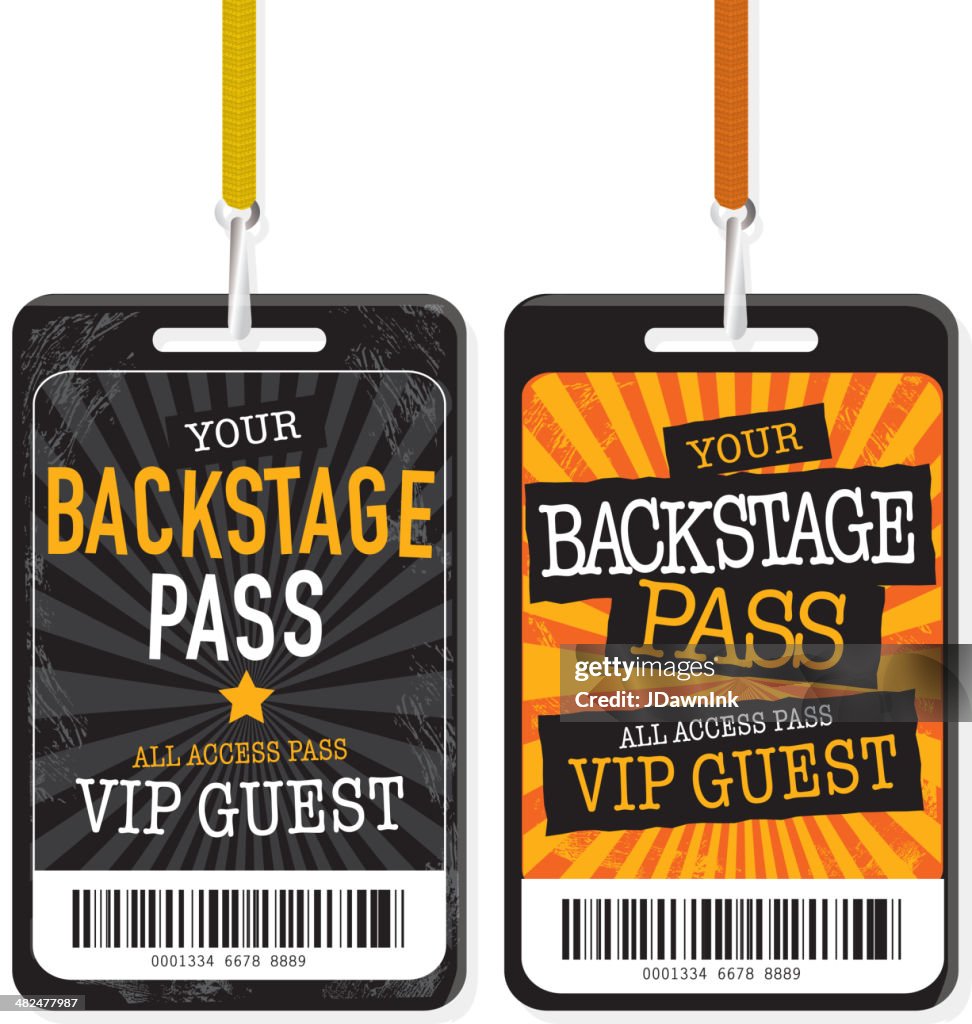 Satz von zwei Schwarz und Gelb Backstage-Pass-Vorlage-Design