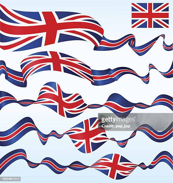 great britain - banners - union jack ribbon stock illustrations