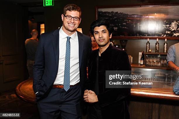 Brent Celek and Amar Singh attend REVISIT Launch Party on April 3, 2014 in Los Angeles, California.