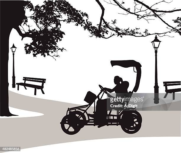 ilustraciones, imágenes clip art, dibujos animados e iconos de stock de excursiones ciclismo pareja - hombre joven el parque