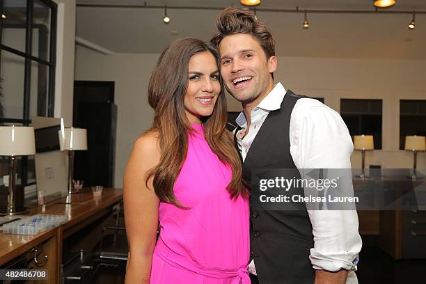 Personalities Katie Maloney and Tom Schwartz attend Katie's Pucker and Pout launch party at Frederic Fekkai Hair Salon on July 30, 2015 in Beverly...