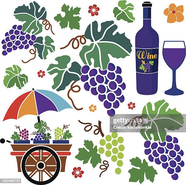grapes design elements - grape bunch stock illustrations
