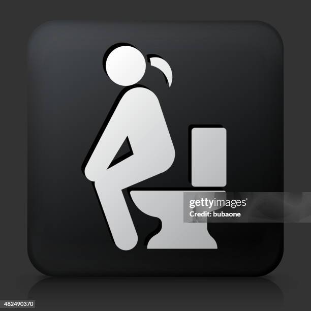 black square button with using the toilet - bathroom render stock illustrations