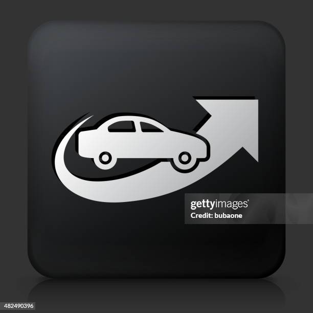 black square button with car progress - car reflection stock illustrations