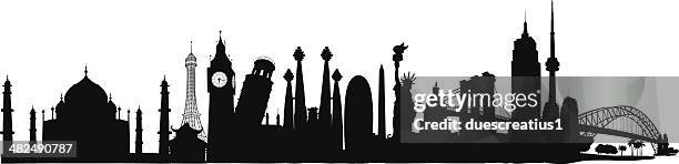 welt die skyline - antonio gaudi stock-grafiken, -clipart, -cartoons und -symbole
