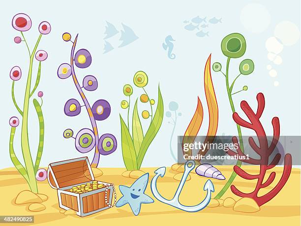 ilustrações, clipart, desenhos animados e ícones de no fundo do mar - vida marítima