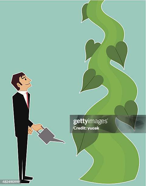 beanstalk - geld wächst nicht auf bäumen stock-grafiken, -clipart, -cartoons und -symbole