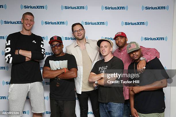 Mason Plumlee and Will Roush visit the SHADE 45 evening crew at SiriusXM Studios on July 30, 2015 in New York City.