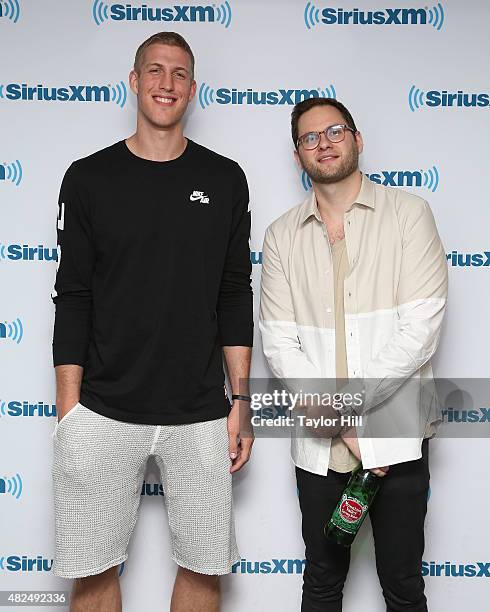 Mason Plumlee and Will Roush visit the SiriusXM Studios on July 30, 2015 in New York City.